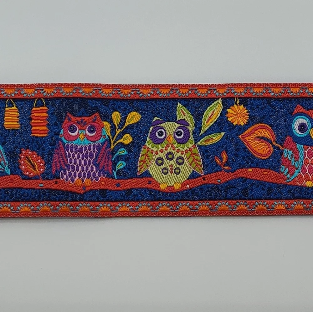 RENAISSANCE Odile Bailloeul Owl Jacquard Ribbon 1.5” 2+ Yards RARE OOP